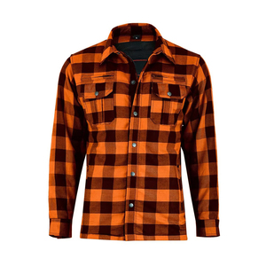 Chemise Moto en Flanelle Épaisse Homme Femme Personnalisée Orange Noir 3 Couches avec Protection CE pour Motard Anti-UV Séchage Rapide - Product Image 4