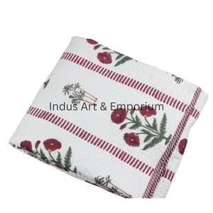 OPPY-colcha acolchada de algodón con estampado de flores, cubrecamas kantha - Product Image 1