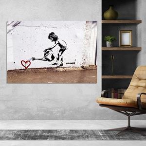 Toile imprimée Banksy « Cœur arrosant » pour enfants - Décoration Street Art, ART SUR VERRE TÉRMÉTRIFIÉ - Product Image 1