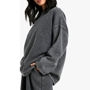 Women's Acid Wash Sweatshirt Jogger Tracksuit Comfortable Heavyweight Fashion Sweatsuit with Hooded Collar Printed Technics - Product Image 5