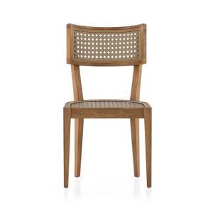 Modern Solid Teak Wood <b>Dining</b> <b>Chair</b> with Woven <b>Rattan</b> Seat Backrest Cushion Waterproof for Indoor Outdoor Use for Apartment - Product Image 5