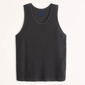 <b>Men's</b> <b>Black</b> cotton tank top O-neck knitted breathable vest Premium quality solid color Wholesale <b>men's</b> casual wear - Product Image 6