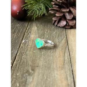 Rose Gold Plated Stainless Steel <b>Ring</b> with Green <b>Opal</b> Inlay Size 5.75 Bezel Set Gift - Product Image 4