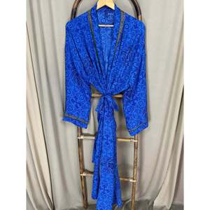 Recycled Silk Sari Women's Kimono Boho Chic Vintage <b>Beach</b> Cover Dress Lounge <b>Robe</b> for Resort Wear Regal Gypsy House <b>Robe</b> - Product Image 5