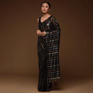 El último diseñador All-over Rich Pallu y Zari Work Saree Ethereal Silk para adultos para bodas y fiestas - Product Image 3