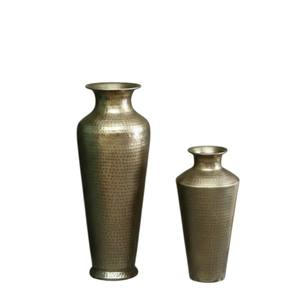 Vase à fleurs décoratif de luxe pour table, vase sur pied en aluminium argenté martelé, pour la décoration de la maison et des mariages - Product Image 6