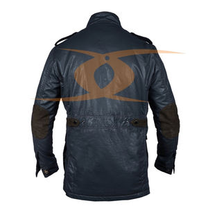 Chaqueta cortavientos de cuero personalizada para hombre con estilo para motocicleta y ropa de moda de motorista de carreras de autos - Product Image 3