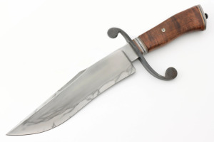 La mejor calidad San Mai acero al carbono caza Camping supervivencia al aire libre cuchillo mango de madera Funda de cuero Venta caliente DIY OEM - Product Image 2