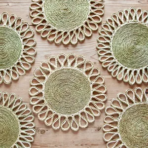 High Quality Custom Table Decorations for Christmas Vietnam Round <b>Seagrass</b> Braided <b>Placemats</b> in Various Sizes Made From Bamboo - Product Image 4