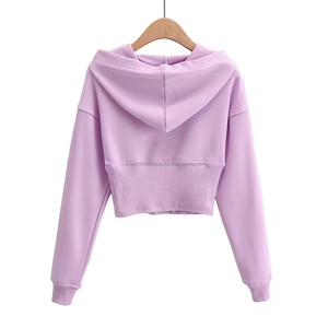 Sudadera Corta con Capucha para Mujer, Más Vendida, con Impresión de Logotipo Personalizado en la Parte Delantera, Ecológica, Transpirable, Informal, Estilo Urbano, Hombros Caídos - Product Image 2