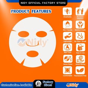 Feuille de masque facial jetable NIDY grand 50% coton pour Spa Salon bien-être soins de la peau beauté feuille faciale hygiénique doux respirant - Product Image 2