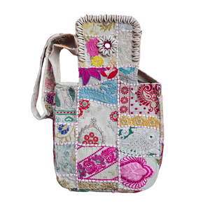 Noorja Kambhari Vintage Lady Bohemian Art Patchwork <b>Shoulder</b> Bag Single <b>Strap</b> Geometric Embroidery Pattern Polyester Zipper - Product Image 2