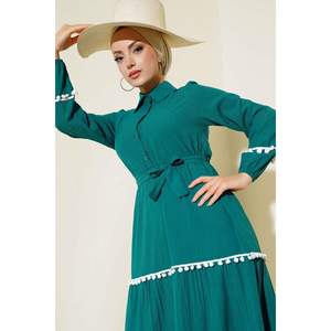 Vestido Pompón Verde Esmeralda - Product Image 2