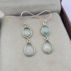 Pendientes Colgantes de Aguamarina, Plata de Ley, Joyería Hecha a Mano, Regalo de Piedra Natal de Marzo para Mujer, Venta al por Mayor - Product Image 1