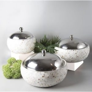 Decoración de Ramadán, artículos de comedor, olla caliente para servir alimentos, hecha de acero inoxidable con trabajo de nácar, olla caliente decorativa - Product Image 2