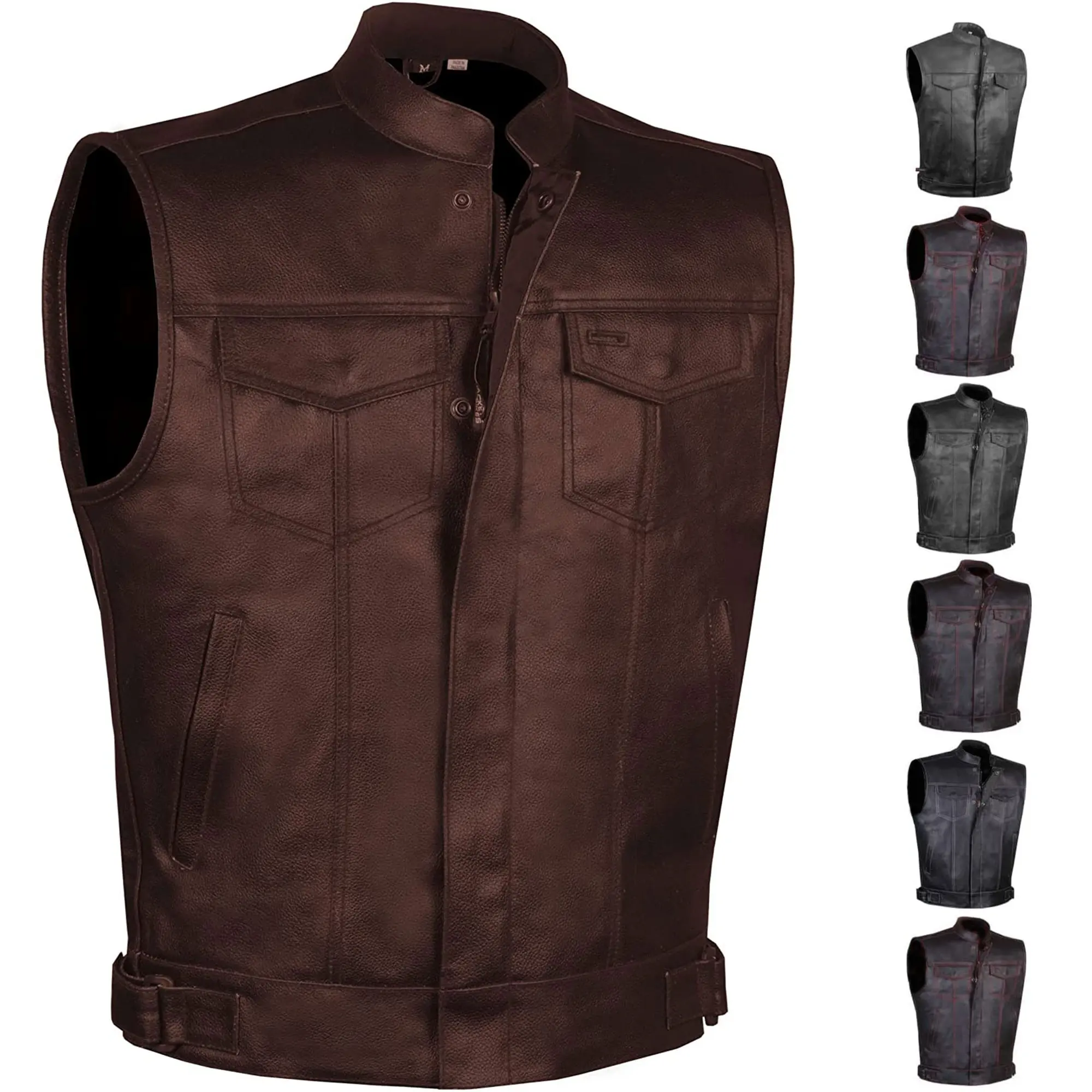 100% Genuine Leather for Men & Women Biker Leather Vest Motorcycle Leather Vest Concealed Carry Vest
