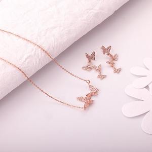 Rose Gold <b>Wavering</b> Wings Set 18K Gold Plated Fine Jewelry Featuring 925 Silver Zircon Pearl Diamond Gift - Product Image 5