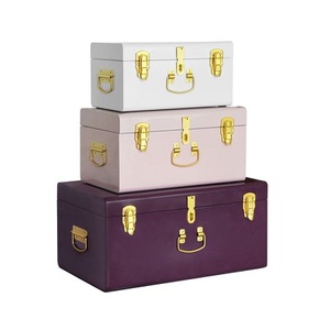 Juego de dos cajas de almacenamiento de ropa de forma rectangular en cajas de maletero de almacenamiento de color amarillo metálico para uso doméstico - Product Image 4