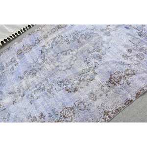 Tapis turc vintage moderne 5.7 X 9.3ft bleu marron grand Rectangle Patchwork Design tapis en laine pour le salon support 3D en latex - Product Image 5