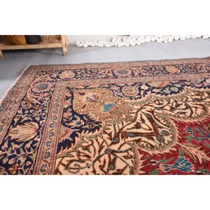 Traditional <b>Red</b> Beige Vintage Turkish Large Area Rug Classic Rectangle Pattern Patchwork Design <b>Wool</b> Latex 7.3 X 11.3 ft - Product Image 2