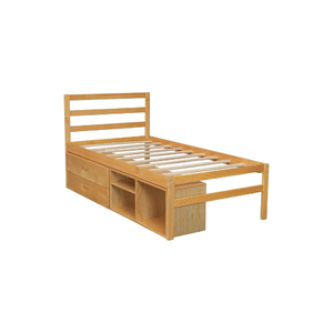 Cama de plataforma de madera de tamaño doble duradera, cómodos estantes de almacenamiento extraíbles, dos cajones integrados para dormitorio, sala de estar, hoteles - Product Image 1