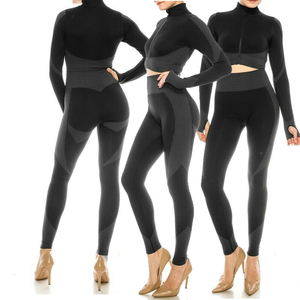 Conjunto de Ropa de Yoga Personalizada 2025 al por Mayor, Ropa Deportiva de Alta Calidad para Mujer, Dos Piezas, Pantalones y Sujetador Deportivo, Color Sólido - Product Image 6