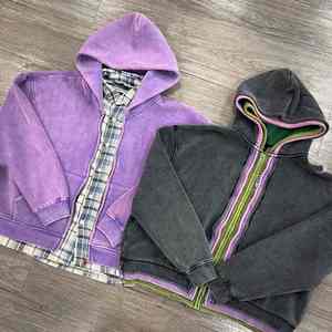 Fabricantes de ropa Sudaderas con capucha de calle con cremallera de lavado ácido pesado personalizado Sudadera con capucha de triple capa con cremallera de alta calidad - Product Image 5