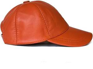 Casquette de baseball en cuir de luxe vintage automne hiver fermeture réglable casquettes en cuir noir pour hommes - Product Image 3