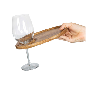 Best Choice Natural Acacia Wooden <b>Wine</b> Appetizer Plate with <b>Glass</b> <b>Holder</b> Wood Serving Trays for Picnic Party from Vietnam - Product Image 2