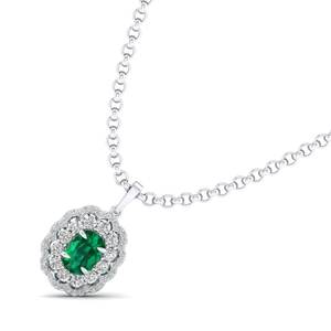 REYES Halo brillante lujo 925 plata esterlina Moissanite encanto colgantes cojín corte 2,48 quilates Esmeralda piedras preciosas joyería collar - Product Image 2