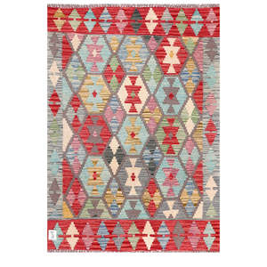 Alfombra Kilim de Maimana, Afganistán, 152 x 109 cm, Textil para el Hogar, Diseño Tradicional Hecho a Mano, Duradero y Elegante - Product Image 1
