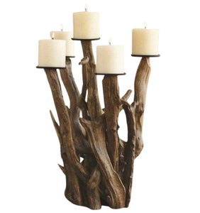 Juego de dos portavelas de madera flotante para decoración del hogar, uso en interiores y exteriores, fiesta de boda, estilo creativo, portavelas de madera - Product Image 6