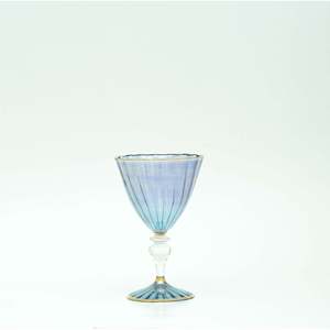 Carafe et 4 verres en verre égyptien - Bleu Nil côtelé avec bouchon en forme de fleur Modèle 202 - Product Image 3