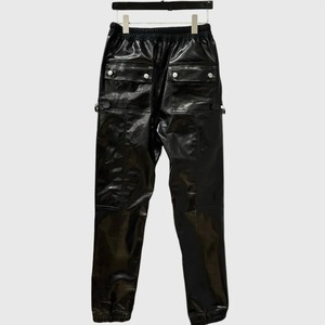 High Street Motorcycle <b>Leather</b> <b>Cargo</b> <b>Pants</b> Men Dark Coated Trend Safari Style Overalls Tech wear Pocket - Product Image 1