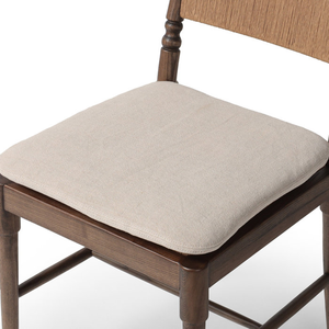 Silla Rústica de Madera con Respaldo de Cuerda Tejida y Asiento Acolchado - Product Image 5