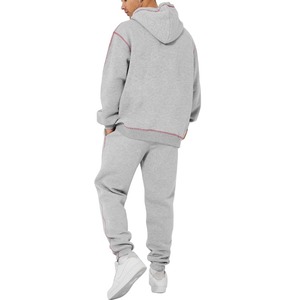 2025 nuevo diseño de impresión personalizada para hombres, ropa de calle de gran tamaño, sudaderas con capucha y pantalones de chándal, conjunto de corredores, contraste personalizado OEM - Product Image 4