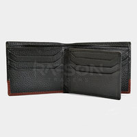 Dompet kulit sapi asli untuk pria, dompet pria kulit sapi asli kualitas tinggi, dompet kustom dengan pola Logo unik dan lapisan jenis penutup terbuka