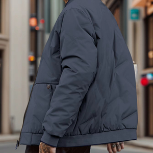 Chaqueta de Béisbol Unisex de Invierno, Chaqueta Universitaria Informal con Cierre, Logotipo Personalizado, Técnicas de Teñido de Hilo con Acabado de Gabardina, Chaquetas para Hombre - Product Image 1