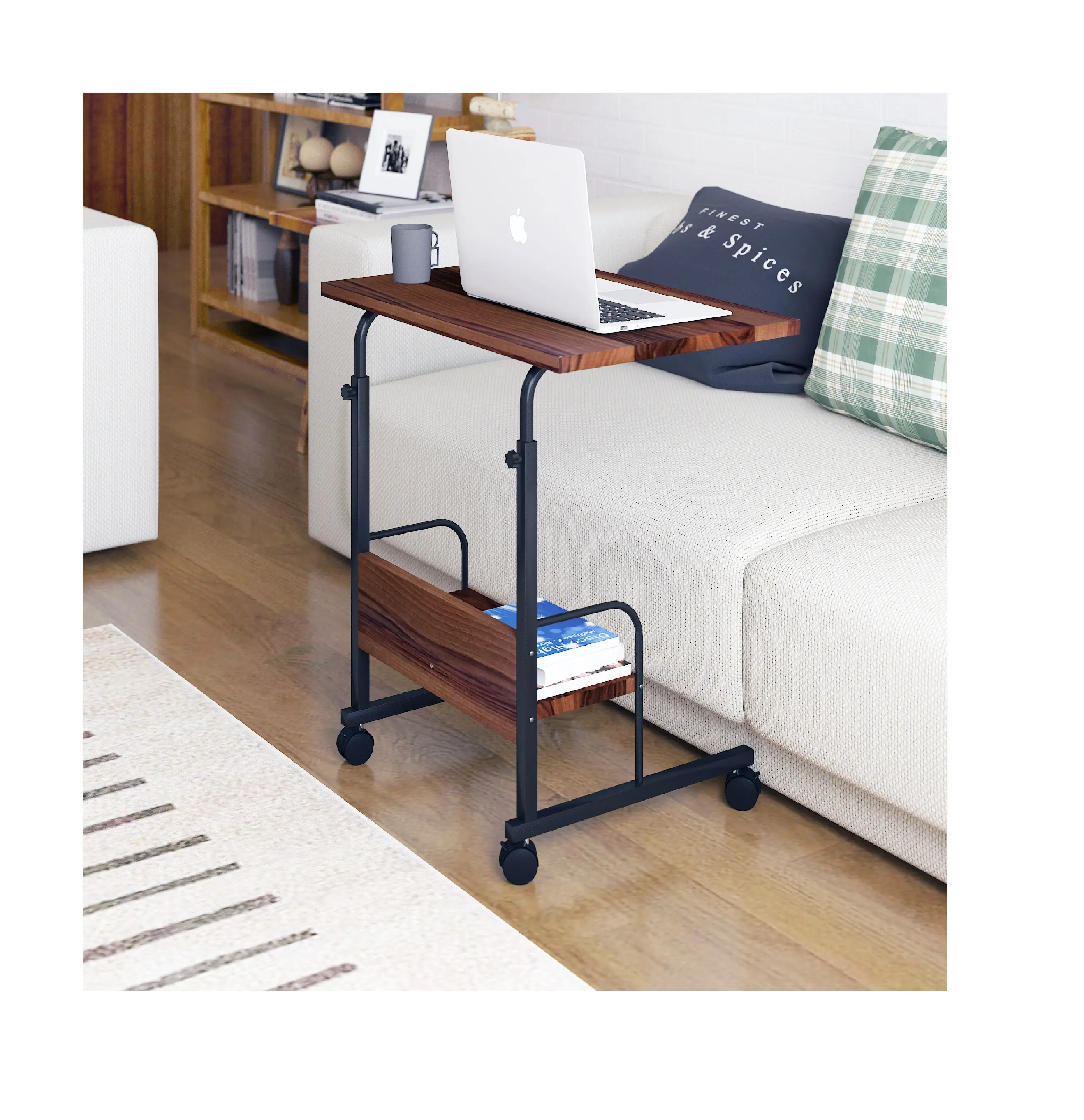 Amazon Best Seller Europe Lockable Wheeled Portable Laptop Stand and Desk with Height Adjustable Shelves Notebook Stand