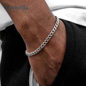 Pulsera de eslabones cubanos de Plata de Ley 925 chapada en oro de 18 quilates de 5mm para hombre, joyería de estilo Hip Hop para regalo - Product Image 1