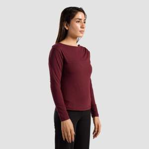Asymmetrical Maroon Yoga <b>Top</b> Spandex Sportswear Front Logo Fashion Design Plus Size Lightweight Solid Style for Fitness Winter - Product Image 5