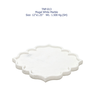 Plateau de service moghol en marbre blanc de qualité supérieure améliore la beauté des tables à manger disponibles en vrac - Product Image 3