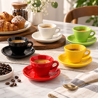 Ensemble tasse et soucoupe à expresso en céramique avec logo personnalisé, tasse et soucoupe en porcelaine solide pour café, OEM ODM, fournisseur d'usine en gros