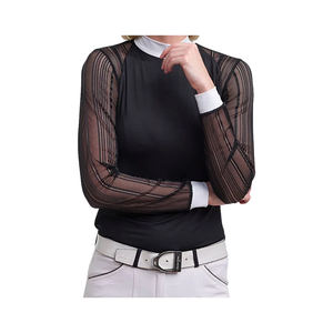 Camisas de equitación de alta calidad para mujer, camisa de espectáculo superior, Mangas de malla, ropa ecuestre personalizada, camisa de equitación al por mayor - Product Image 1