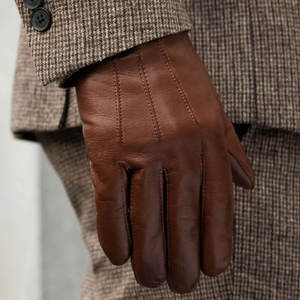 Gants en peau de mouton en cuir coupe-vent confortables avec un design noir chaud pour un usage quotidien en hiver - Product Image 1