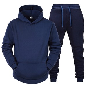 Ensemble de survêtement sportif pour homme, style hip-hop, 2 pièces, motif uni, fermeture éclair, pour le printemps et l'hiver - Product Image 1