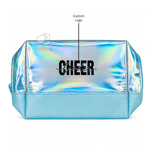 Custom Holographic PU Cheerleader <b>Make</b>-<b>Up</b> Bag Portable Personalized Cosmetic Pouch Travel & Toiletry Organizer For Cheer Girls - Product Image 5