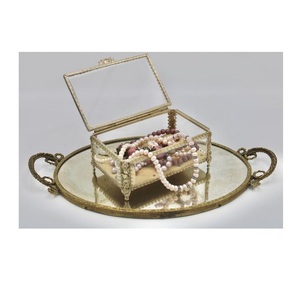 Joyero de cristal transparente y latón de último diseño hecho a mano con forma de rectángulo anillo pendiente collar joyeros - Product Image 1