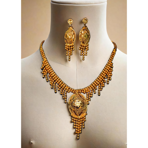 Comprar conjunto de pendientes de collar de calidad superior con chapado en oro de 22K diseño único de las mujeres usan collar pendientes conjunto de joyería - Product Image 1