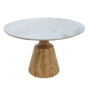 Mesa de Comedor Moderna de Estilo Industrial con Tapa Cuadrada de Mármol y Madera de Mango con Estructura de Hierro para Uso en Hoteles y Talleres - Product Image 1